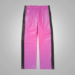 Men's Pink Sheepskin Leather Pants