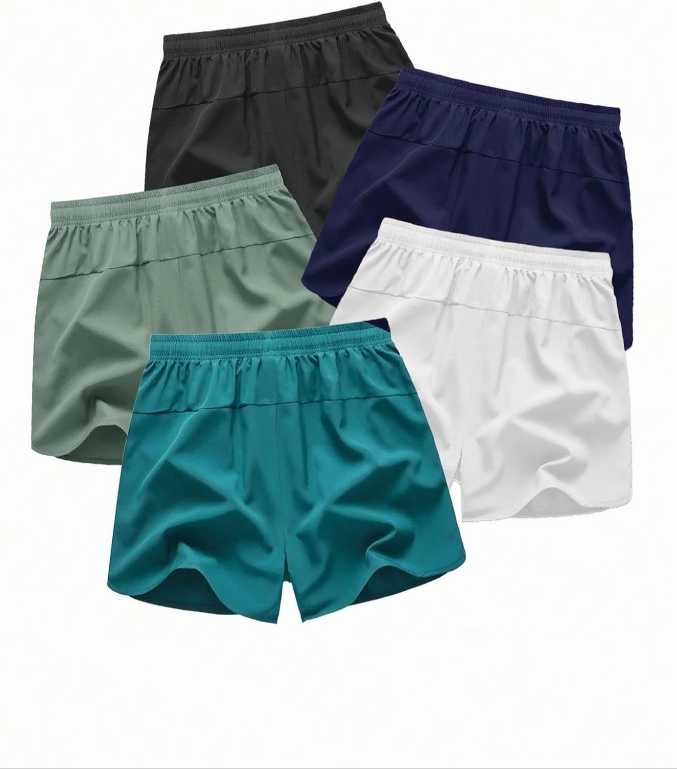 Men's Running Shorts 5 Inch Quick Dry Breathable with Pocket Adjustable Elastic Lace-Up Gym Gym Shorts Pack of 5