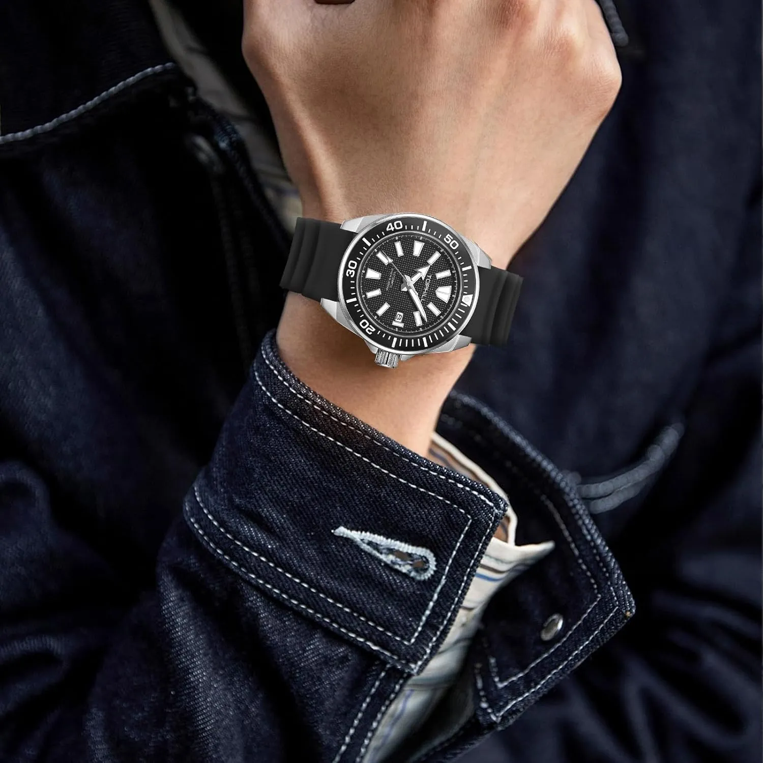 Men's Mechanical Watch 30ATM 43.5mm Dive Watch for Men Japan NH35 Movement Sapphire Super C3 Luminous Calendar Automatic Watch for Men TD008G