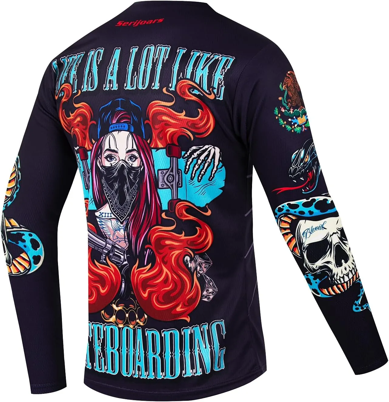 Men's Mountain Bike Jersey Long Sleeve MTB Off-Road Motocross Jersey Quick Dry Downhill&Motocross Shirts
