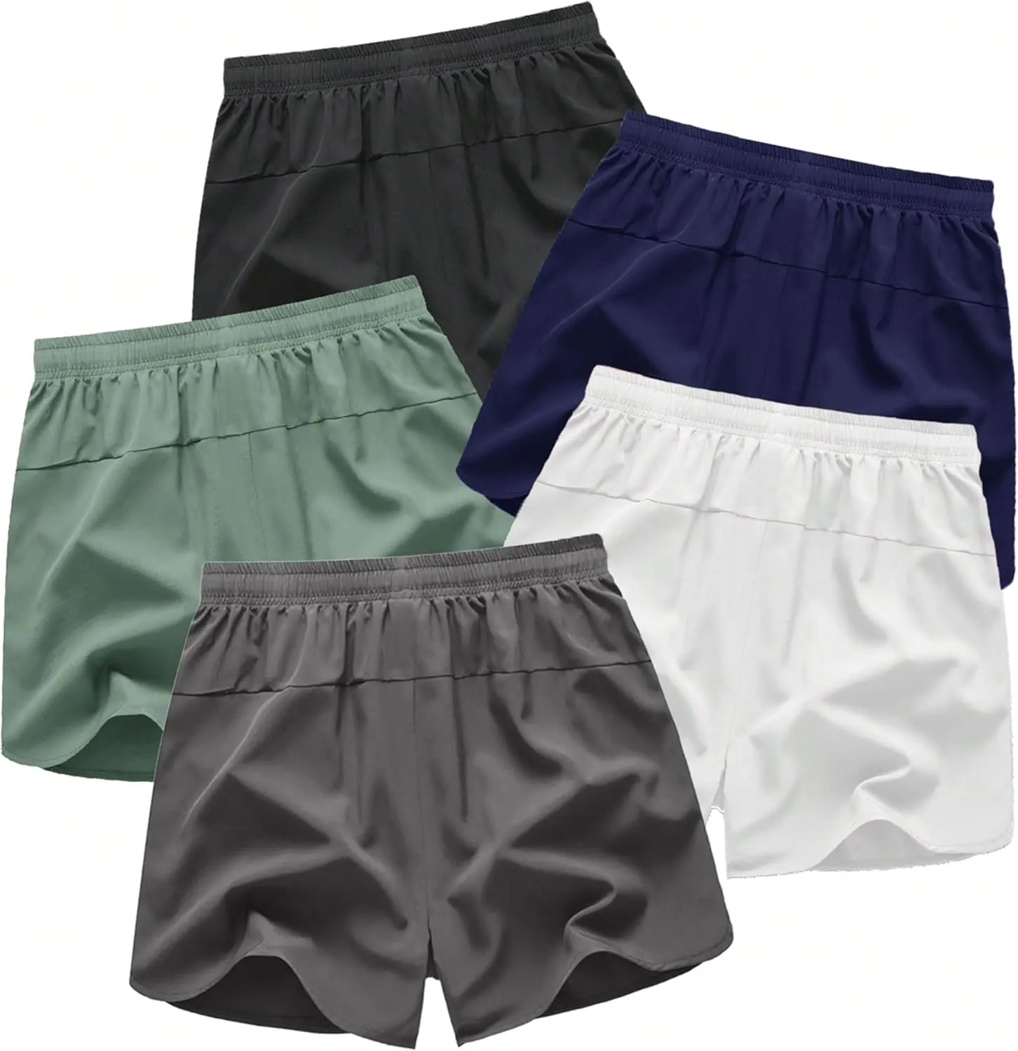 Men's Running Shorts 5 Inch Quick Dry Breathable with Pocket Adjustable Elastic Lace-Up Gym Gym Shorts Pack of 5
