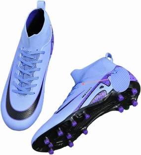 Mens High-Top Soccer Cleats Womens Turf Football Shoes Boys Girls Lightweight Youth Professional Indoor Outdoor AG Black Purple Pink