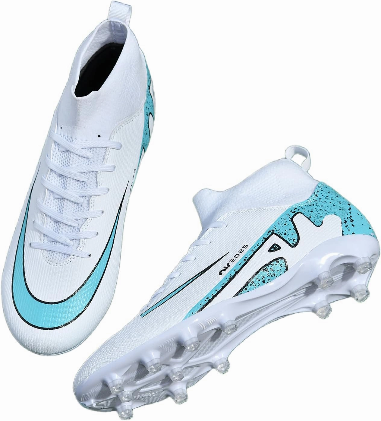 Mens High-Top Soccer Cleats Womens Turf Football Shoes Boys Girls Lightweight Youth Professional Indoor Outdoor AG Black Purple Pink