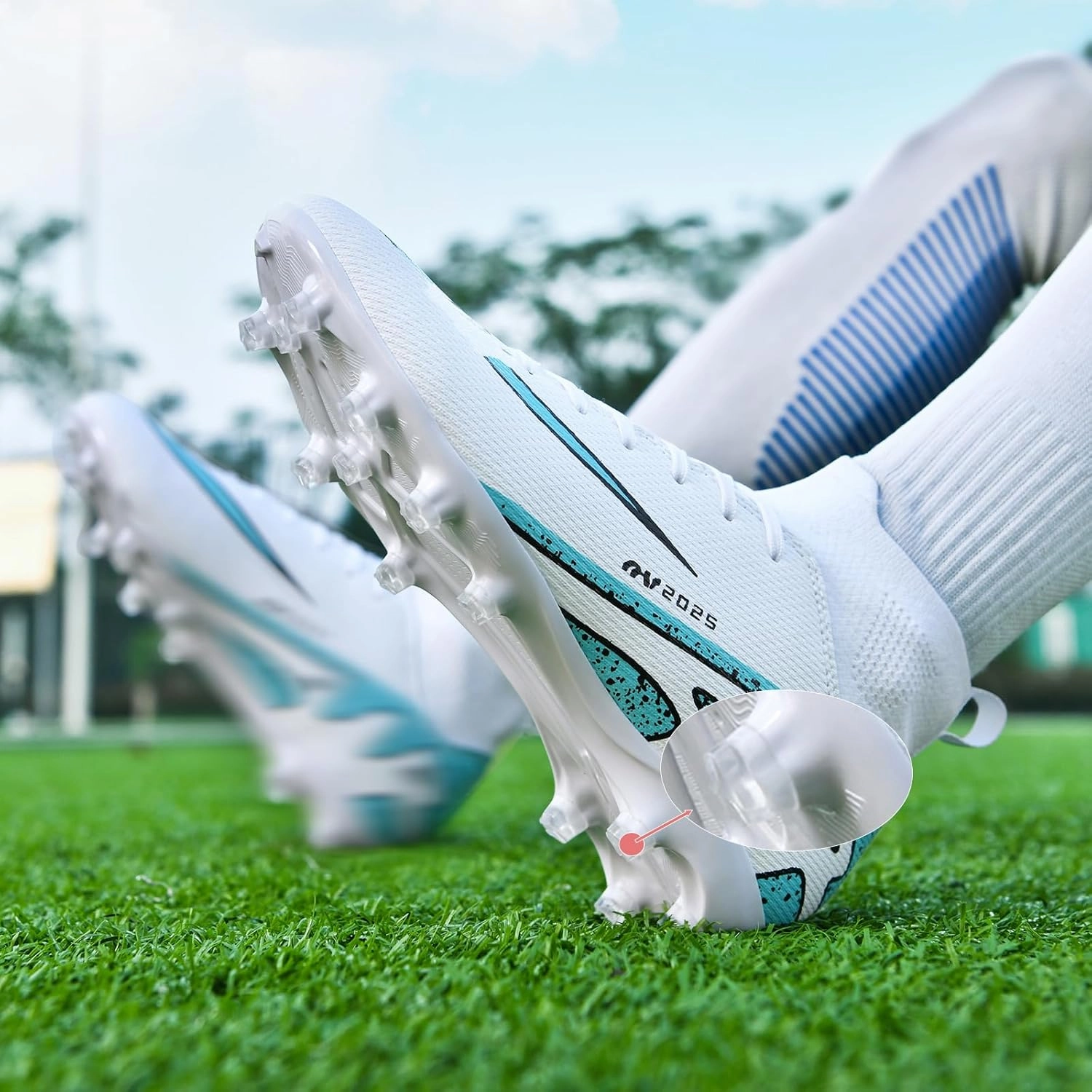 Mens High-Top Soccer Cleats Womens Turf Football Shoes Boys Girls Lightweight Youth Professional Indoor Outdoor AG Black Purple Pink