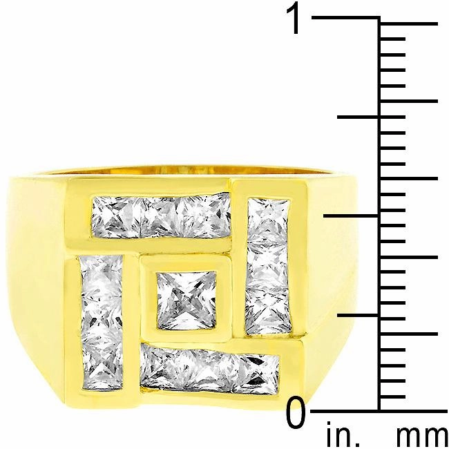 Mens Pave Shiny Goldtone Ring