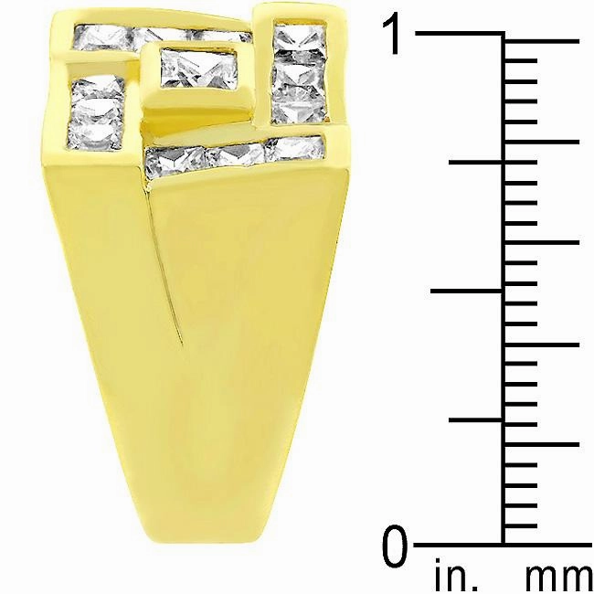 Mens Pave Shiny Goldtone Ring