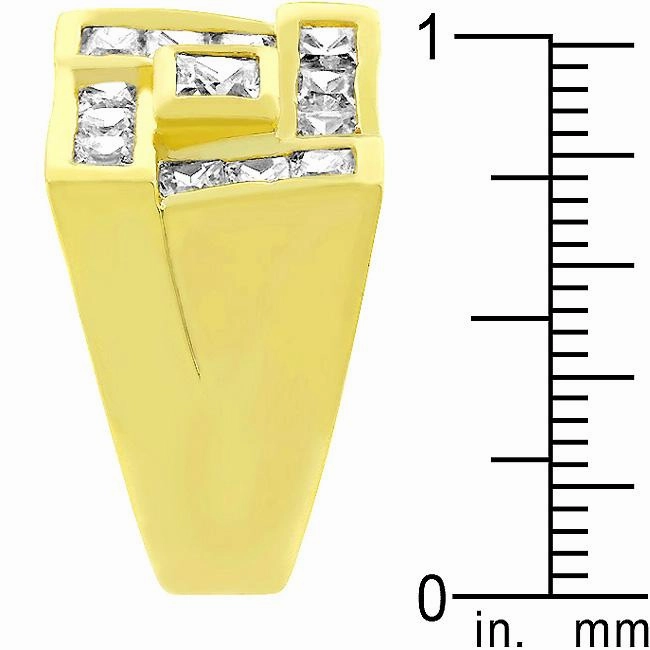 Mens Pave Shiny Goldtone Ring