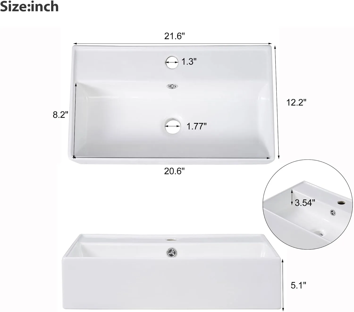 Merax 20" White Bathroom Vanity, Wall Mounted Floating Vanity with Doors & Open Shelf, Bathroom Storage Cabinet with White Ceramic Integrated Sink