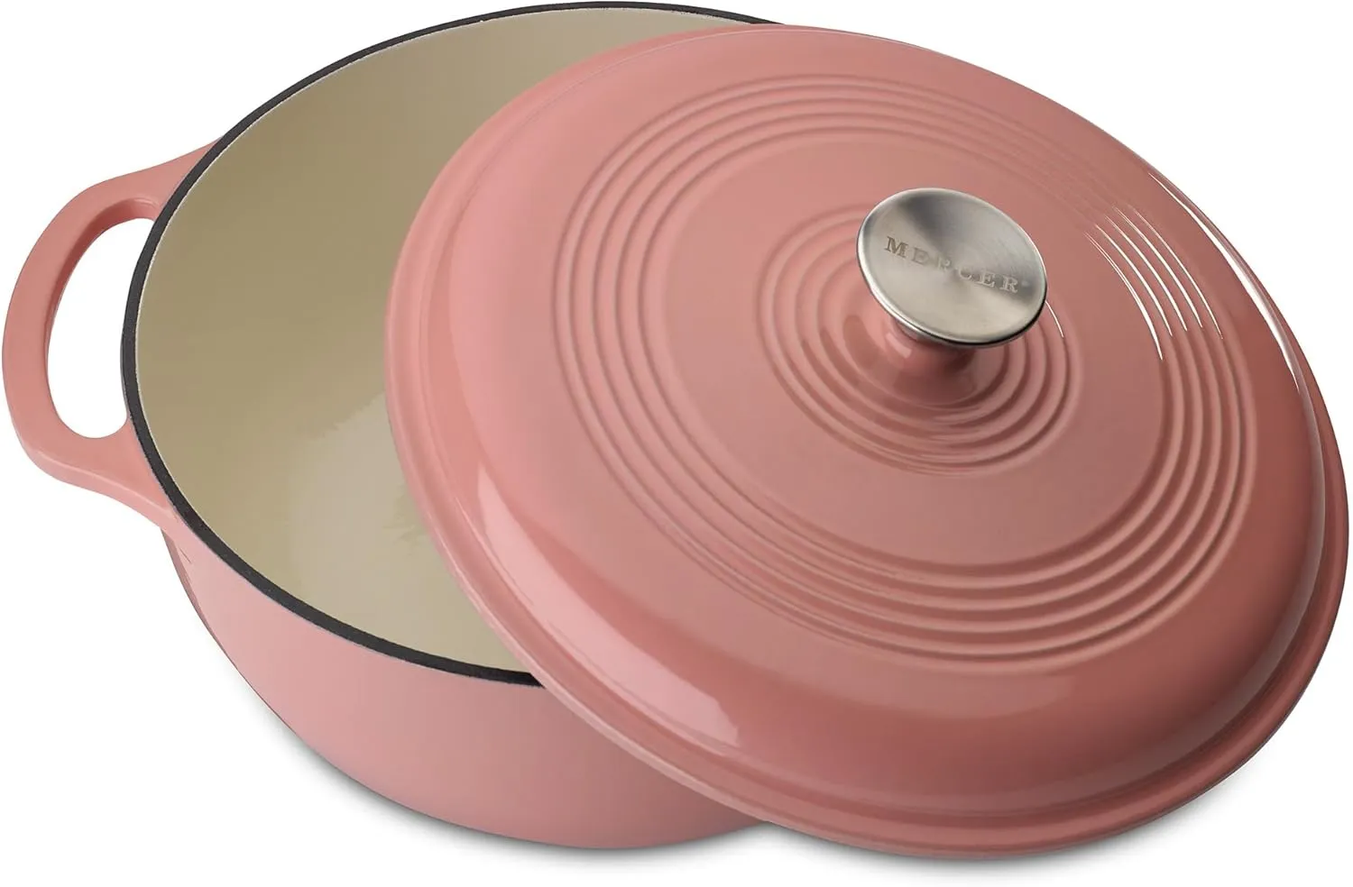 Mercer Culinary Enameled Cast Iron Round Dutch Oven, 6 qt., Pink