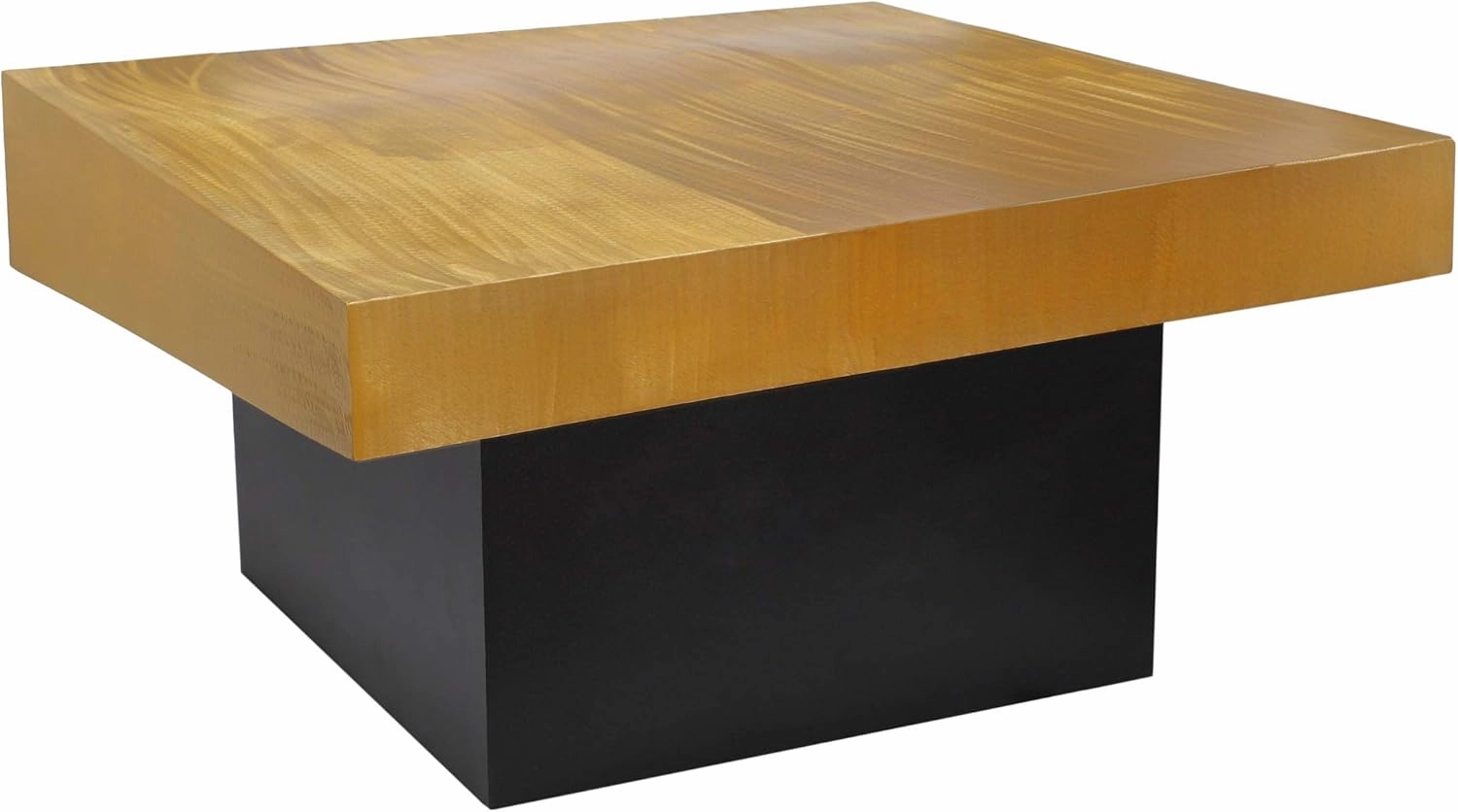 Meridian Furniture Palladium Collection Modern | Contemporary Textured Top Coffee Table with Matte Black Metal Base, 32" W x 32" D x 16.5" H, Rich Gold