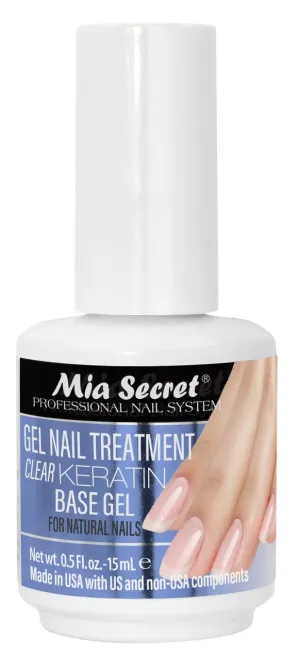 Mia Secret Gel Nail Treatment CLEAR KERATIN Base & Top Gel 15ml - Nail Repair and Strengthening for Nails (Clear)