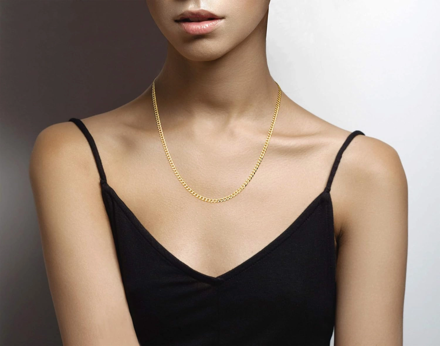 Miabella Italian Solid 18k Gold Over 925 Sterling Silver 3.5mm Diamond Cut Cuban Link Curb Chain Necklace for Women, Made in Italy