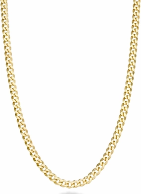 Miabella Italian Solid 18k Gold Over 925 Sterling Silver 3.5mm Diamond Cut Cuban Link Curb Chain Necklace for Women, Made in Italy