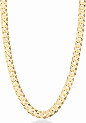 Miabella Solid 18K Gold Over Sterling Silver Italian 7mm Diamond-Cut Cuban Link Curb Chain Necklace for Men Women