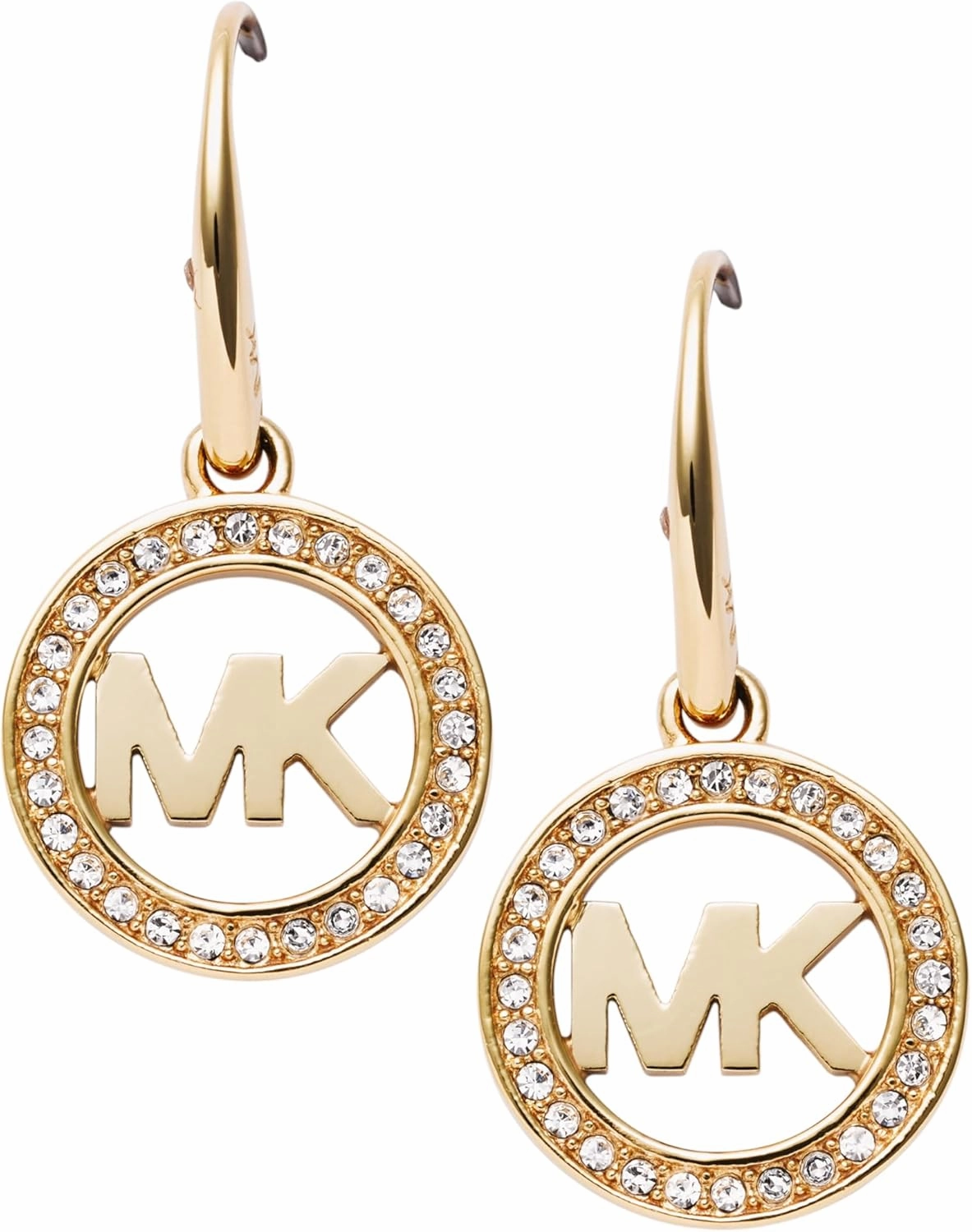 Michael Kors Brass and Pavé Crystal MK Logo Stud Earrings for Women