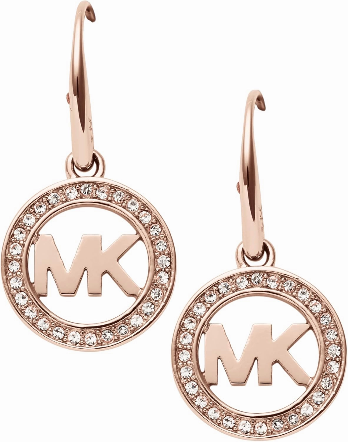 Michael Kors Brass and Pavé Crystal MK Logo Stud Earrings for Women