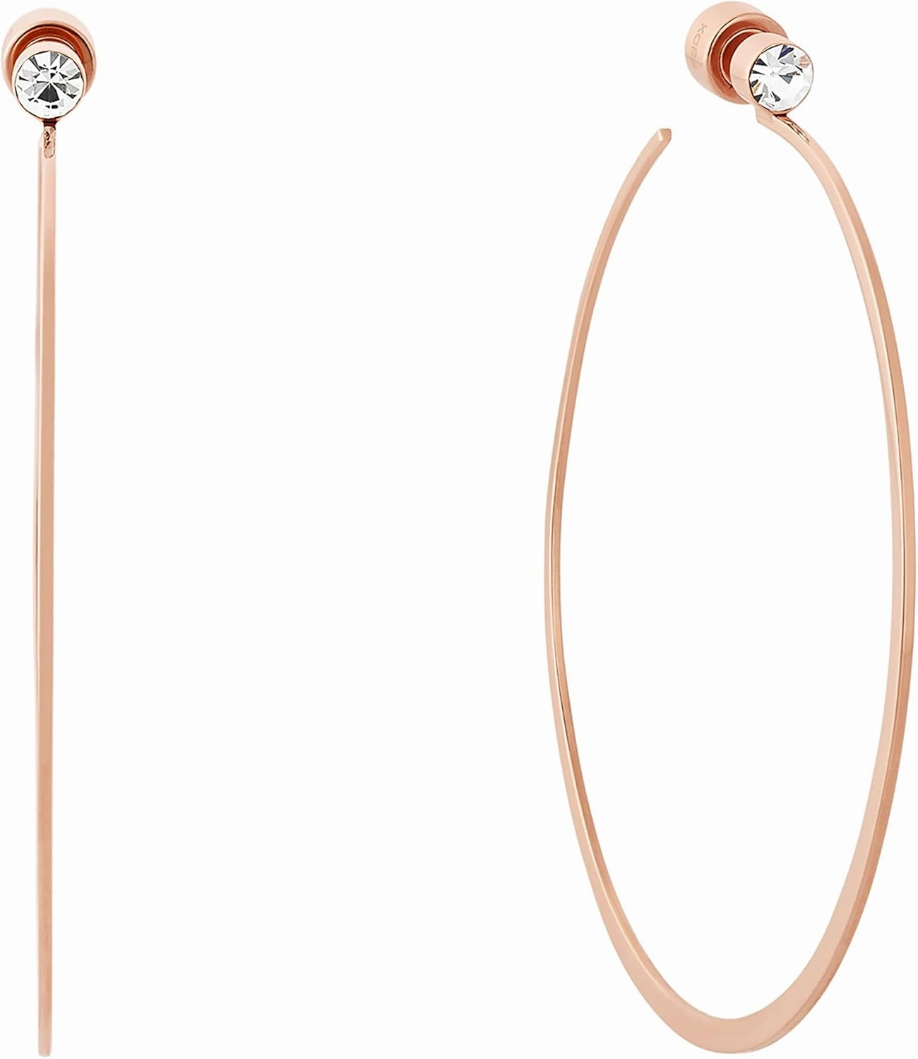 Michael Kors Stainless Steel and Cubic Zirconia Whisper Hoop Earrings for Women, Color: Rose Gold (Model: MKJ6001791)