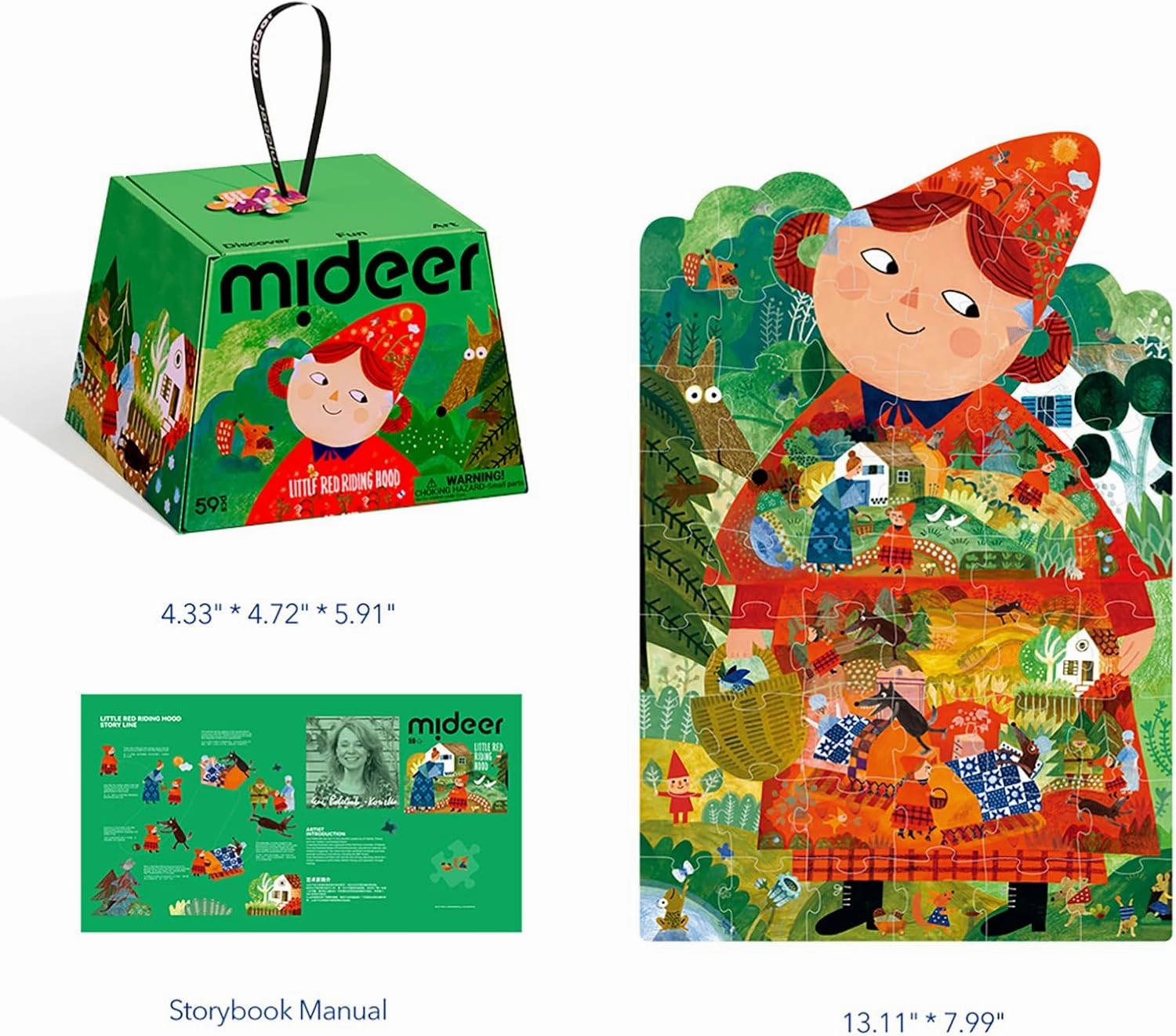 Mideer Artist Fairytale Puzzle - Little Red Riding Hood, Puzzle with Storybook,59 Pieces,Artistic Kids’ Puzzle Set for Ages 3 ,Educational Toy for Creativity & Storytelling