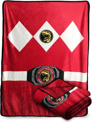 Mighty Morphin Power Rangers Red Ranger Fleece Soft Throw Blanket, Measures 45 x 60 inches