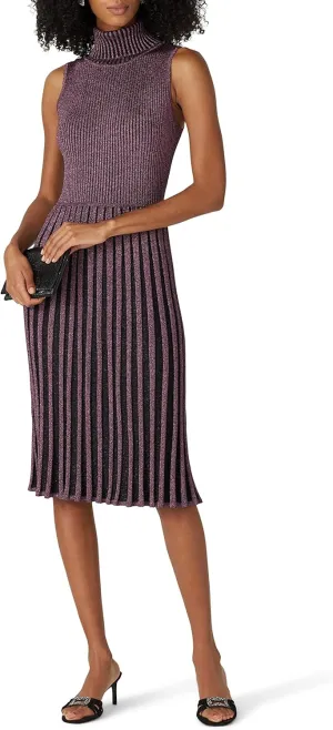 MILLY Women's Pink Lurex Pleated Dress