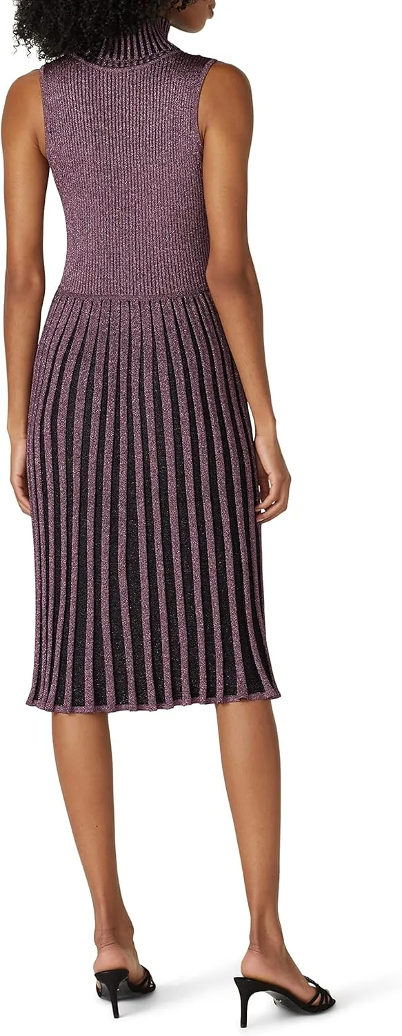 MILLY Women's Pink Lurex Pleated Dress
