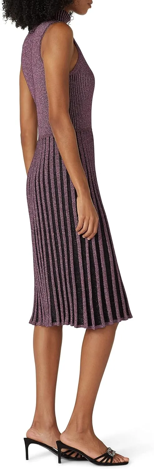 MILLY Women's Pink Lurex Pleated Dress