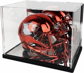 Mini Helmet Display Case, Acrylic Clear 1/2 Football Baseball Helmet Display Case,UV Protection and Memorabilia Collectibles Case with Double Mirror, Self-Assembly (7.9×5.9×5.9 inch)