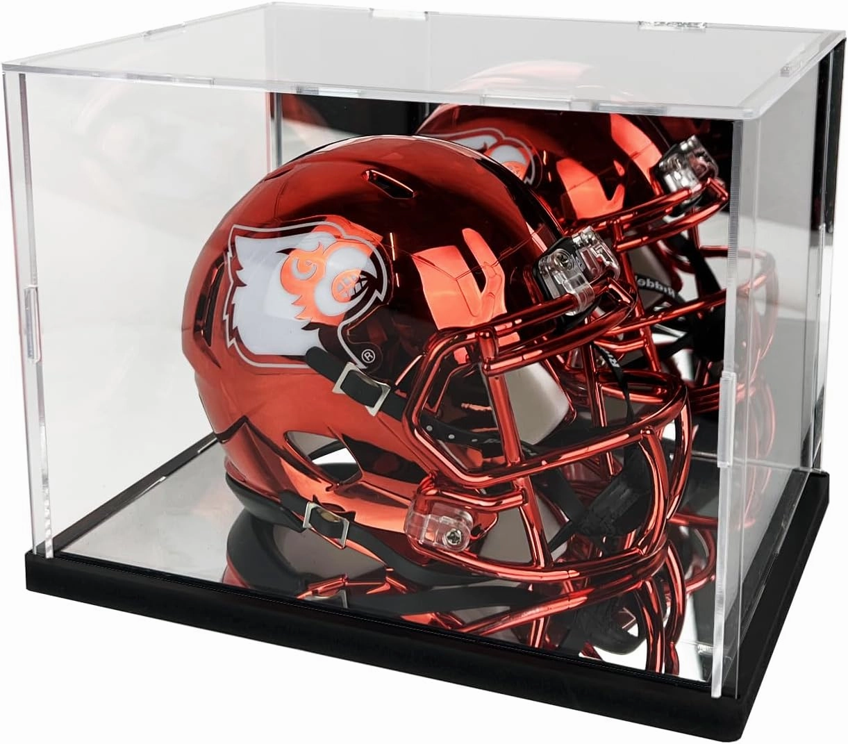 Mini Helmet Display Case, Acrylic Clear 1/2 Football Baseball Helmet Display Case,UV Protection and Memorabilia Collectibles Case with Double Mirror, Self-Assembly (7.9×5.9×5.9 inch)