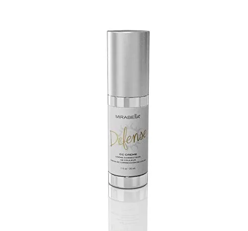 Mirabella Defense CC Creme Full Coverage Foundation with SPF 20, CC Cream Foundation with Sunscreen & Hyaluronic Acid, Oil Control with Salicylic Acid - Dark