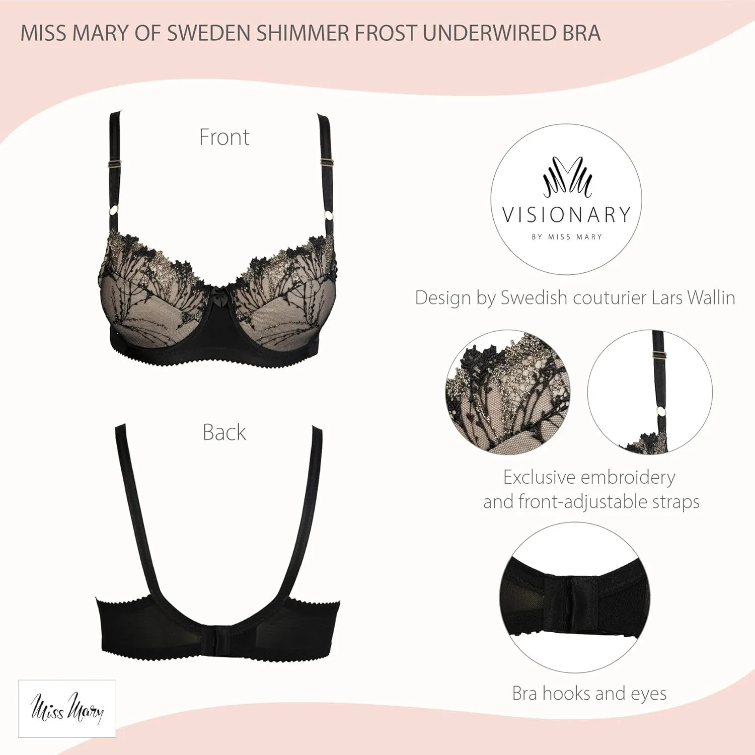 Miss Mary of Sweden Shimmer Frost Womens Fully Padded Underwired Bra