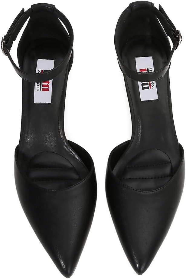 mm Women's Ankle Strap Front-Sling Pointed Toe Stiletto Heel