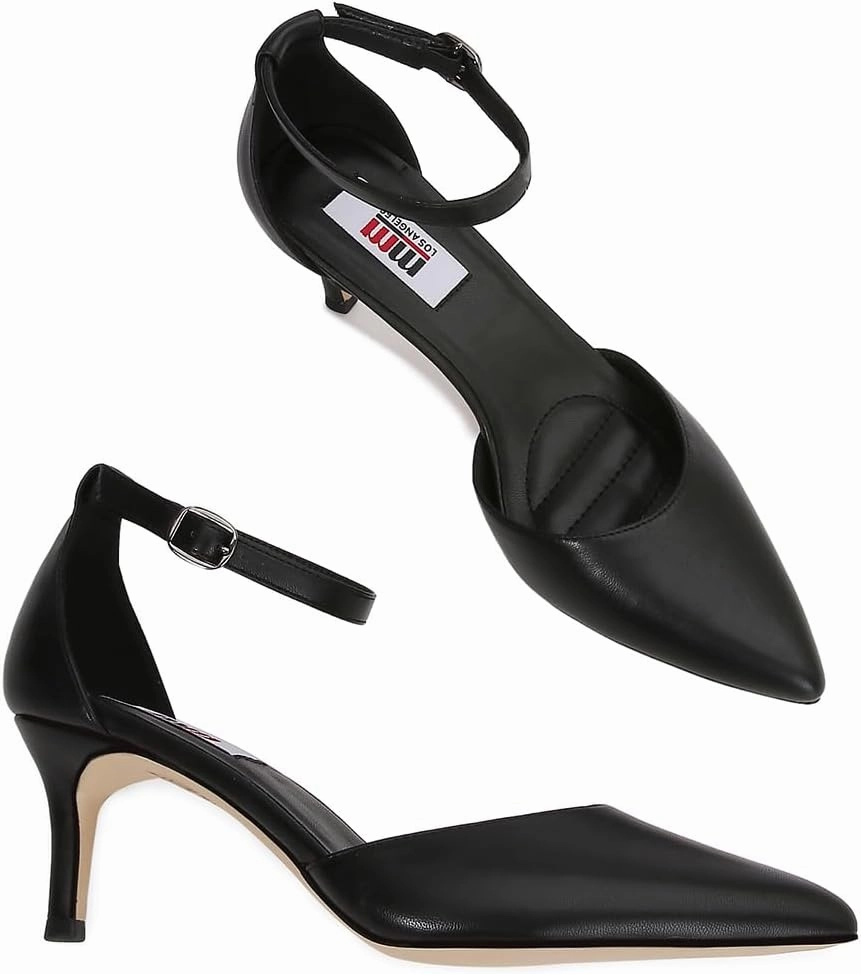 mm Women's Ankle Strap Front-Sling Pointed Toe Stiletto Heel