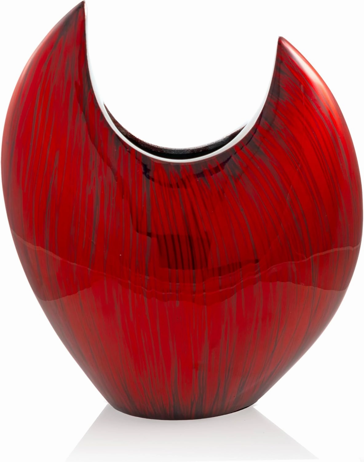 Modern Day Accents 3627 Acentuada Fat Pointed Red Glaze Vase, Flower Vase, Plants, Centerpiece, Home Decor, Office Decor, Arrangement 13.5" H