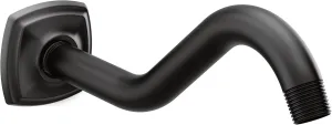 Moen 161951BL Curved Shower Arm with Wall Flange, Matte Black