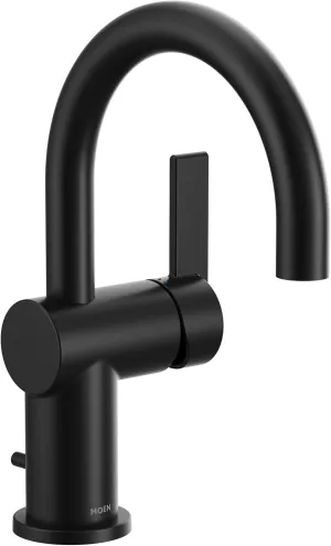 Moen 6221BL CIA Collection Single Handle Bathroom Sink Faucet, Matte Black
