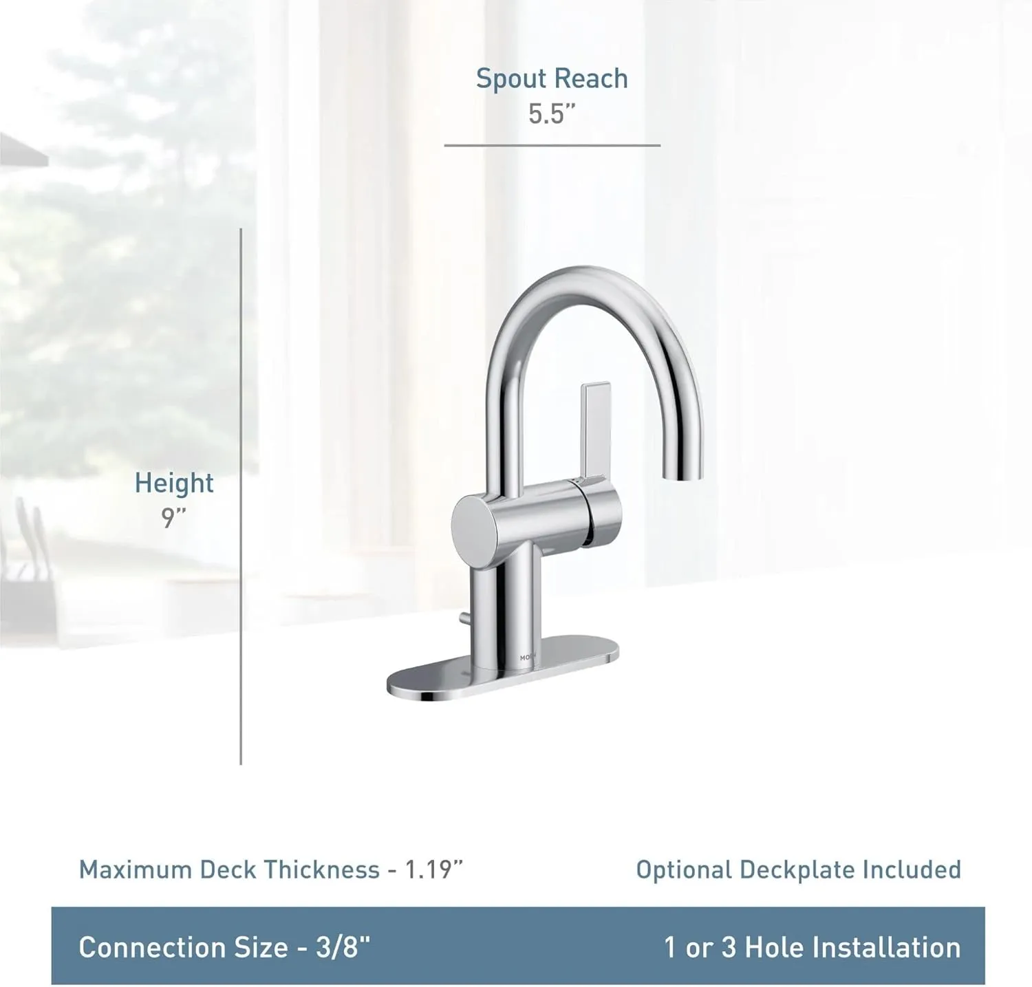 Moen 6221BL CIA Collection Single Handle Bathroom Sink Faucet, Matte Black