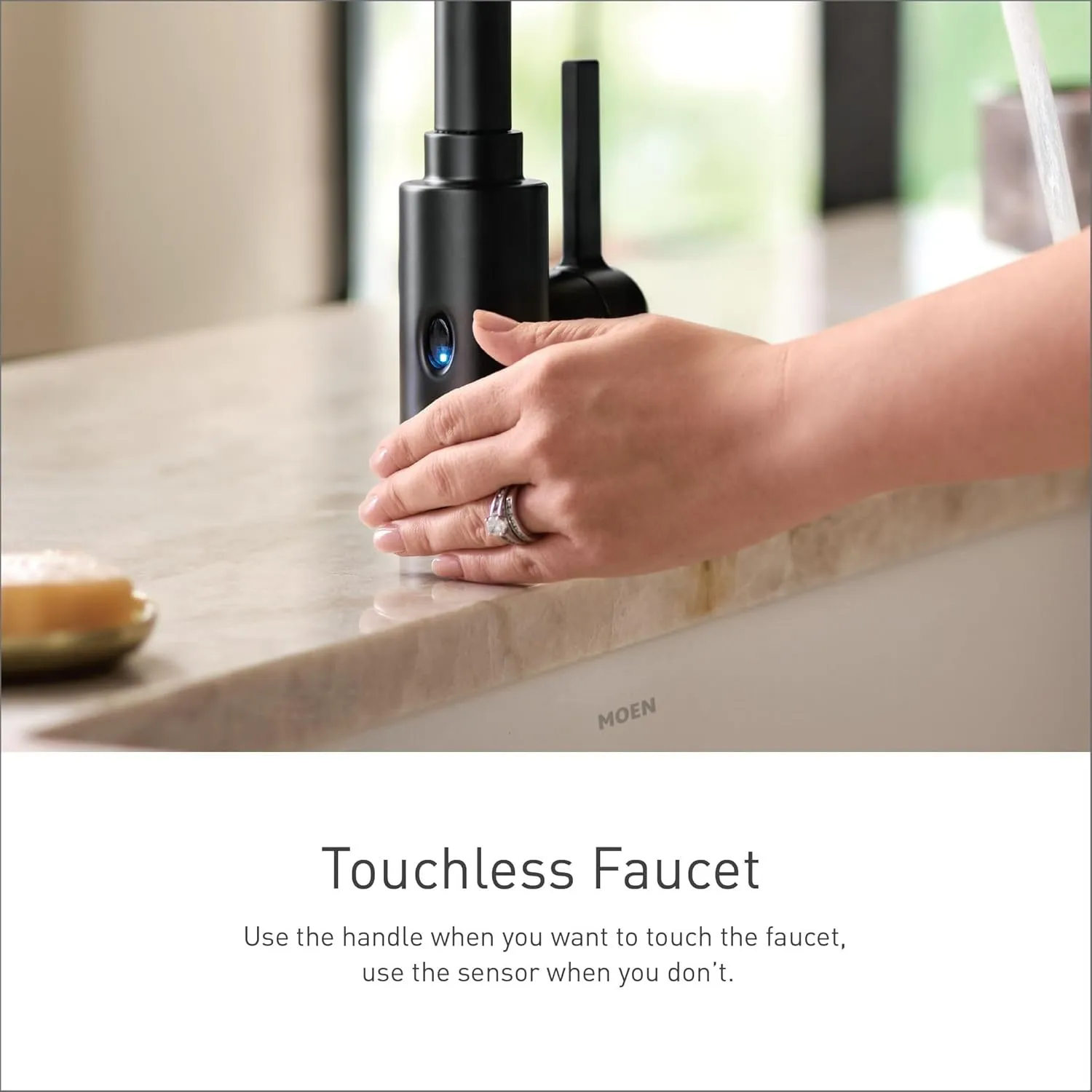Moen 7260EWBL Belfield Motionsense Wave Sensor Touchless One Handle Pulldown Kitchen Faucet Featuring Power Clean, Matte Black