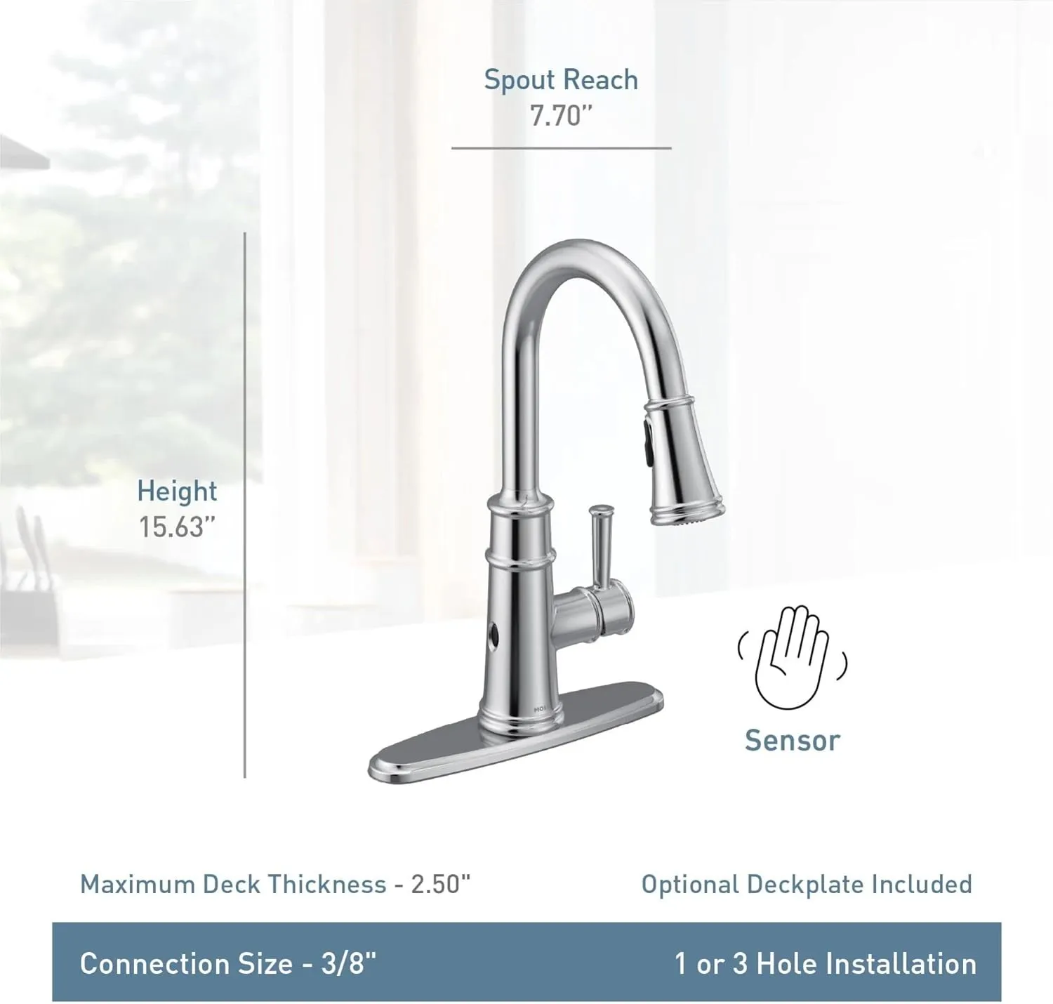 Moen 7260EWBL Belfield Motionsense Wave Sensor Touchless One Handle Pulldown Kitchen Faucet Featuring Power Clean, Matte Black