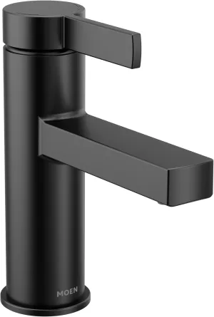 Moen Beric Matte Black Modern One-Handle Single Hole Bathroom Faucet with Drain Assembly and Optional Deckplate for Your Bath Sink, 84774BL