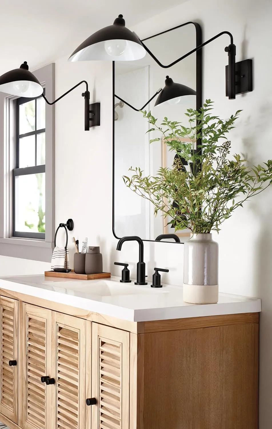 Moen Gibson Matte Black Two-Handle High Arc Widespread Bathroom Sink Faucet for 3-Hole Setups with Valve Included, TV6142BL