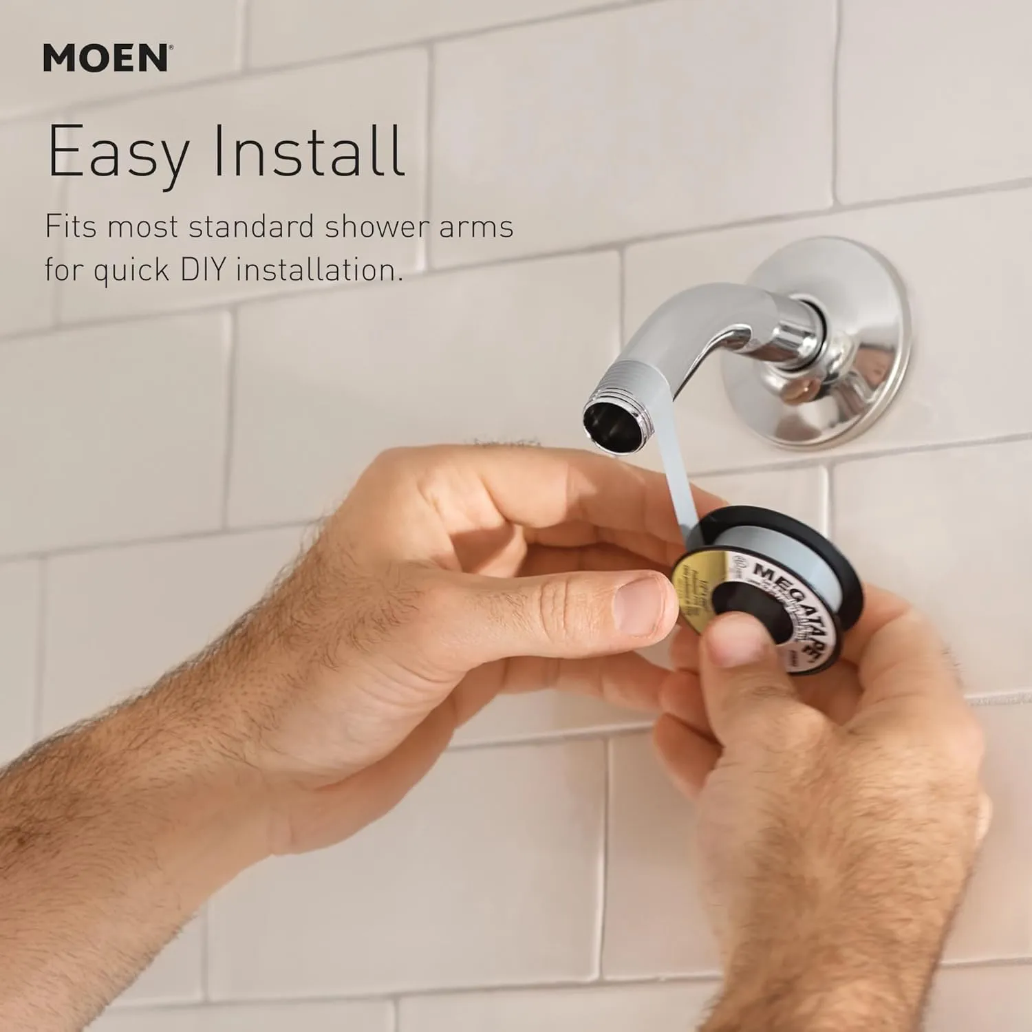 Moen S6365EPBL Voss 6" Single-Function Eco-Performance Rainshower Showerhead with Immersion Technology, Matte Black