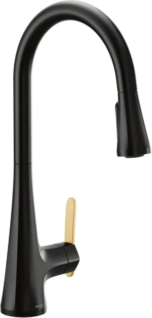 Moen S7235BL Sinema One-Handle High Arc Pulldown Kitchen Faucet featuring Power Boost and Reflex, Matte Black