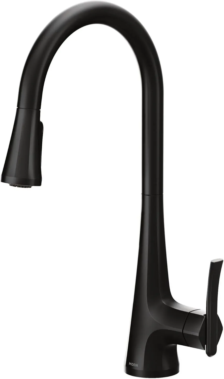 Moen S7235BL Sinema One-Handle High Arc Pulldown Kitchen Faucet featuring Power Boost and Reflex, Matte Black