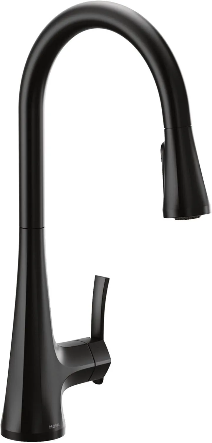 Moen S7235BL Sinema One-Handle High Arc Pulldown Kitchen Faucet featuring Power Boost and Reflex, Matte Black