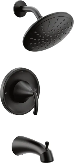 Moen T2843EPBL Glyde Tub Shower Faucet System with Eco-Performance Rainshower Showerhead Without Valve, Matte Black