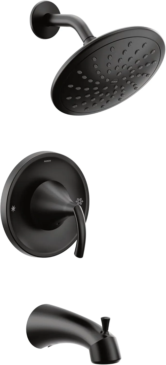 Moen T2843EPBL Glyde Tub Shower Faucet System with Eco-Performance Rainshower Showerhead Without Valve, Matte Black