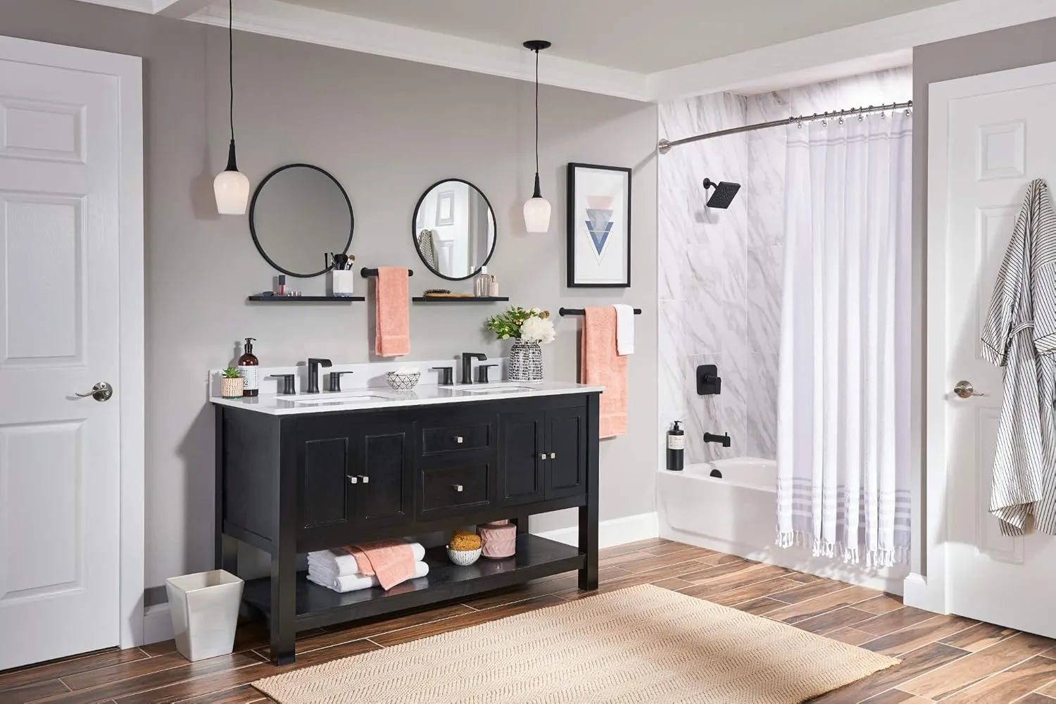 Moen T6708BL Genta LX Two Handle Widespread Modern Bathroom Facuet Valve Required, Matte Black