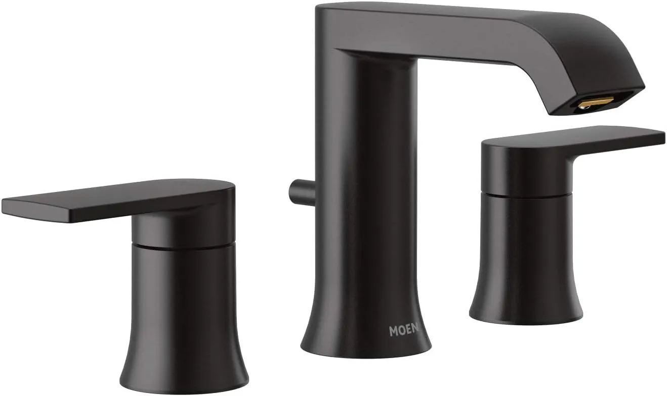 Moen T6708BL Genta LX Two Handle Widespread Modern Bathroom Facuet Valve Required, Matte Black