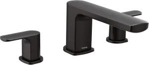 Moen T935BL Rizon Two-Handle Deck Mount Modern Roman Tub Faucet Trim, Valve Required, Matte Black