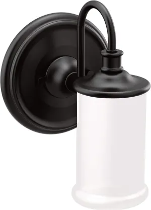 Moen YB6461BL Belfield 1-Light Dual-Mount Bath Bathroom Vanity Fixture with Frosted Glass, Matte Black